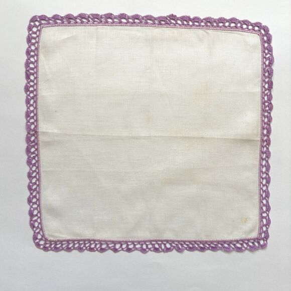 Linen Heirloom Crochet Bridesmaid Handkerchief Wedding Cottage Core Lace Vintage - Picture 2 of 4